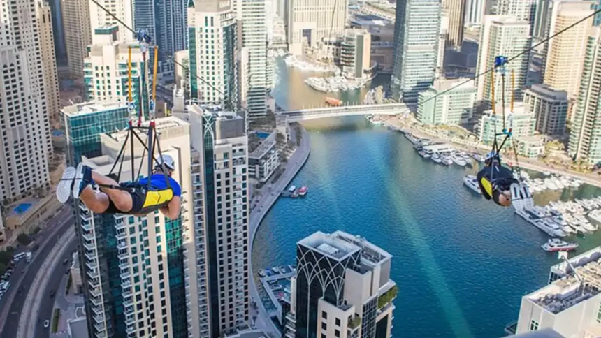 Zip Lining Adventure at Dubai Marina XLine, UAE