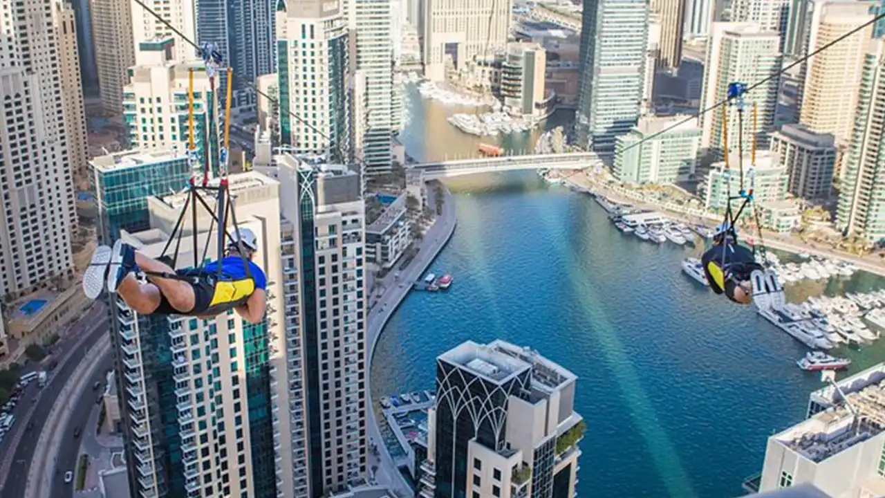 Zip Lining Adventure at Dubai Marina XLine, UAE
