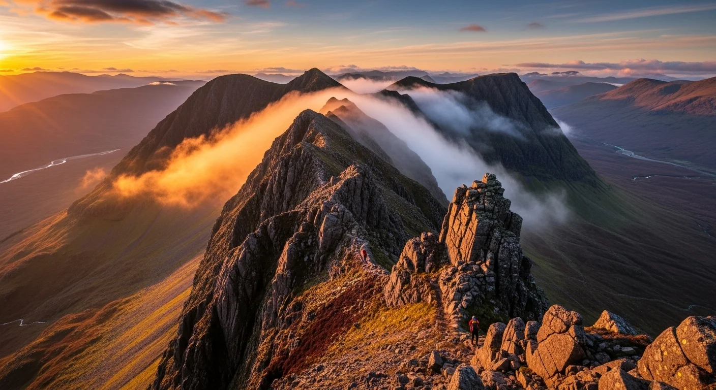 Most Dangerous Hiking Trails - Aonach Eagach Ridge - Glencoe, Scotland