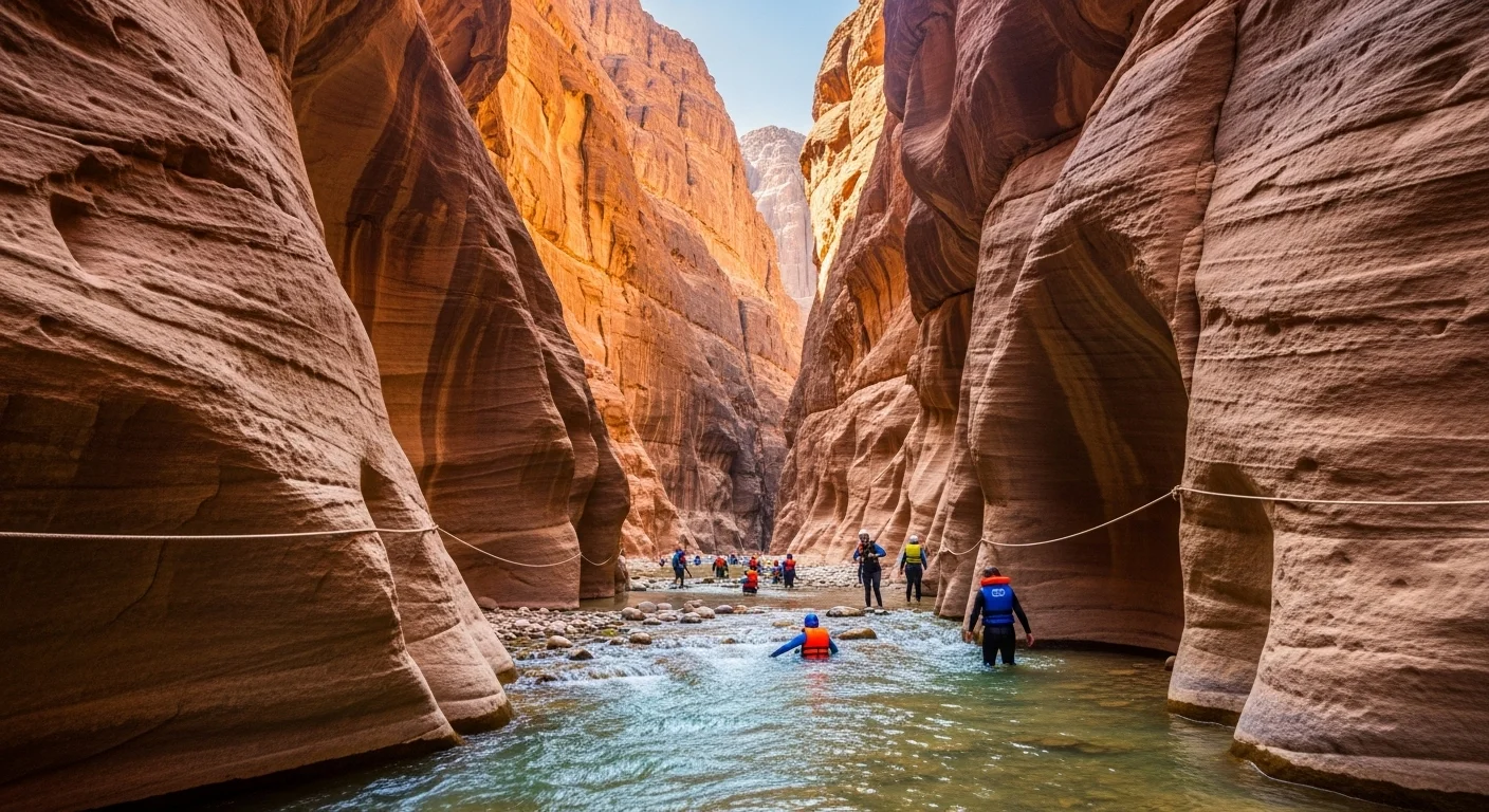 Most Dangerous Hiking Trails - Wadi Mujib Siq Trail - Mujib Biosphere Reserve, Jordan