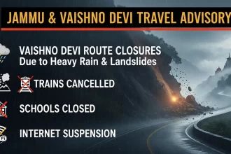 Jammu & Vaishno Devi Travel Advisory Vaishno Devi Route Closures Due to Heavy Rain & Landslides, Trains Cancelled, Schools Closed and Internet Suspension