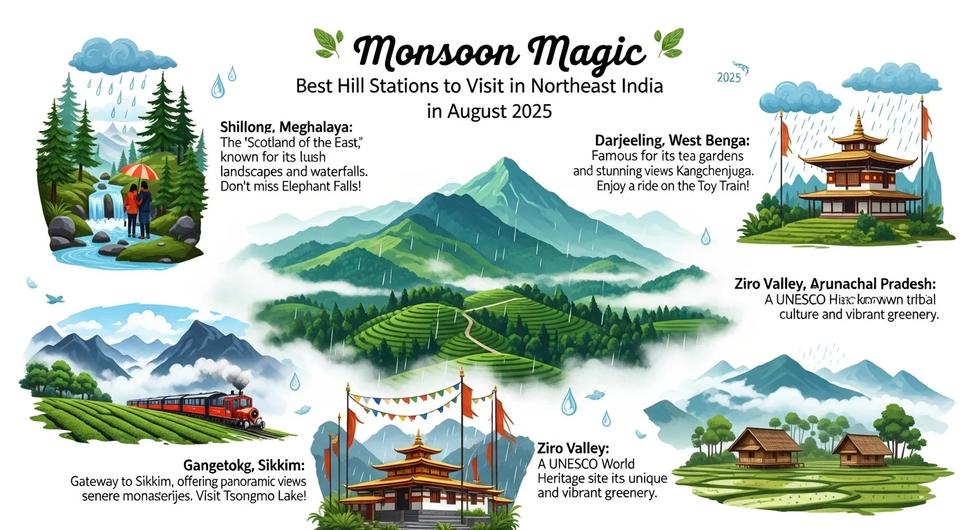 Monsoon Magic: Best Hill Stations to Visit in Northeast India in August 2025