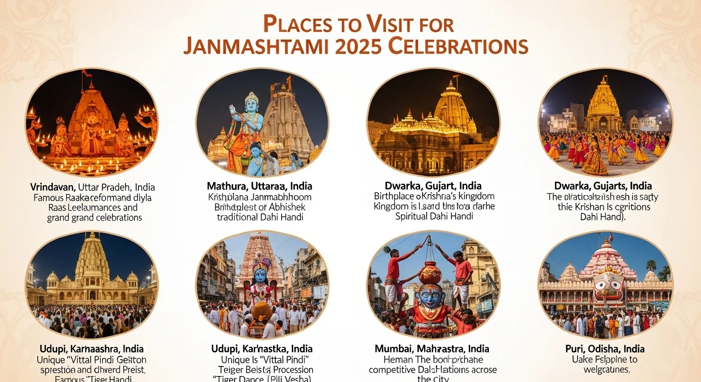 Places to Visit for Shri krishna Janmashtami 2025 Celebrations