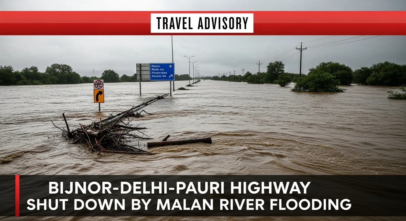 Travel Advisory: Bijnor-Delhi-Pauri Highway Shut Down by Malan River Flooding | Only Two-Wheeler's Allowed