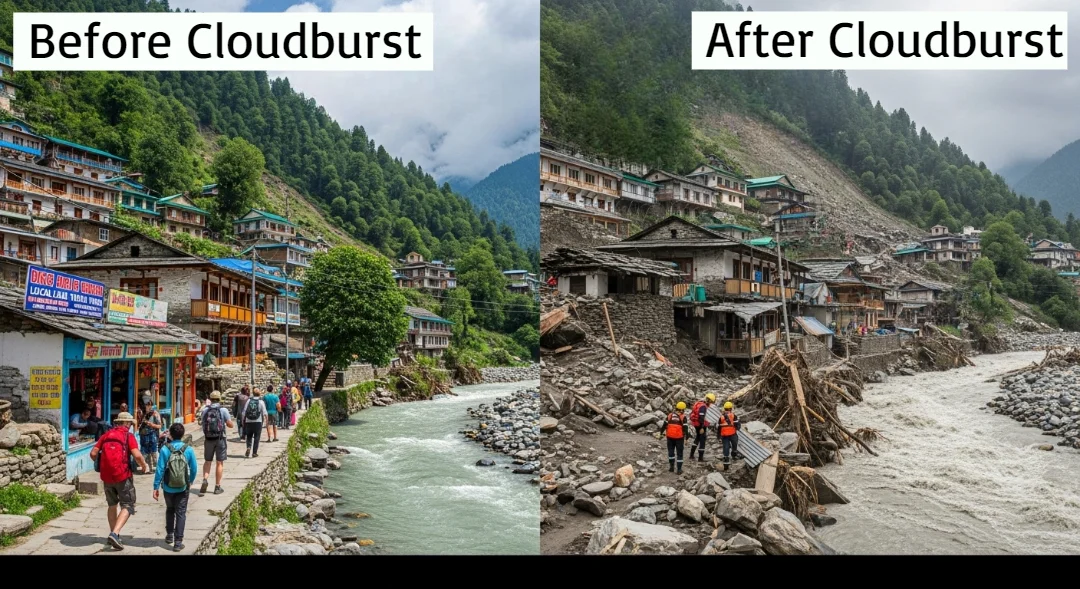 Uttarkashi's Tragedy - A Look at Dharali Before and After the Cloudburst 2025 and its Implications on Tourism