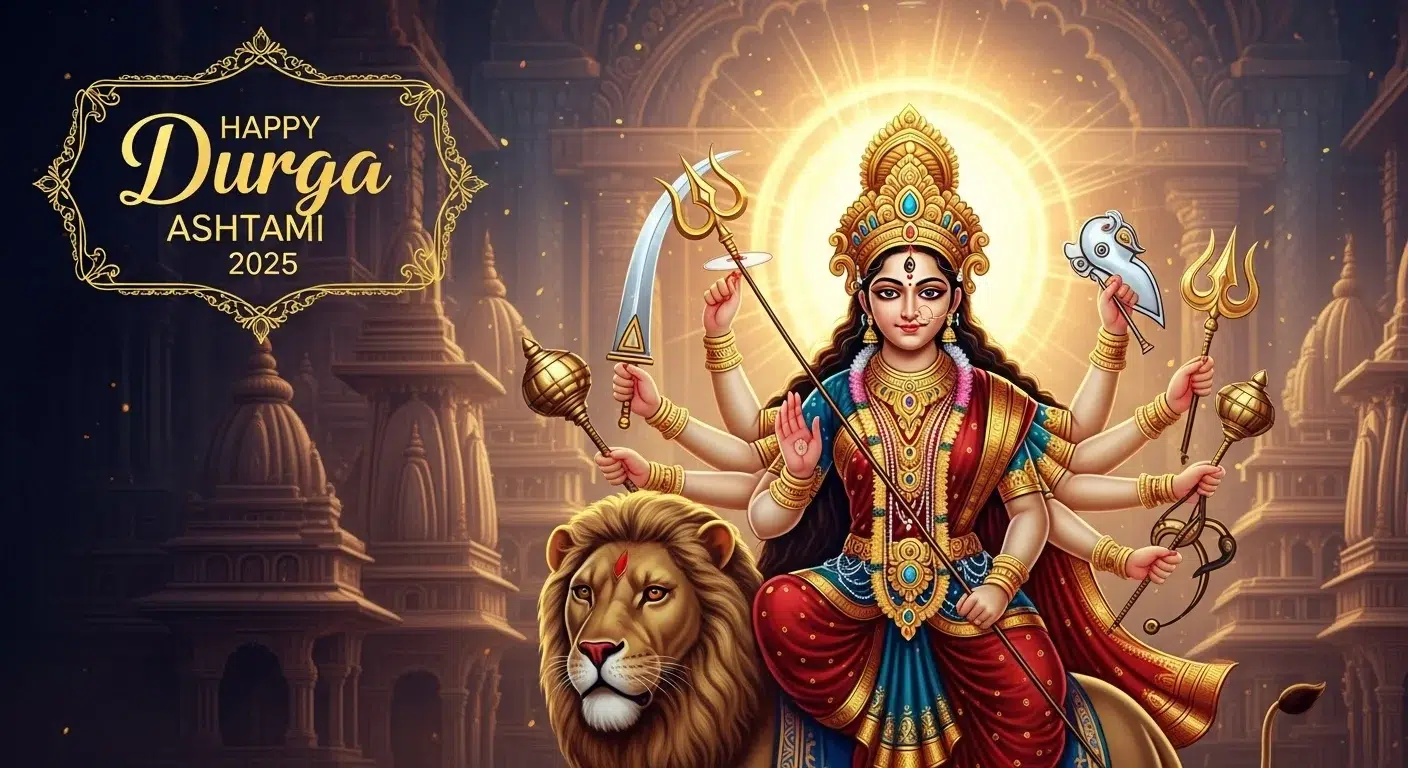 Social Media Status & Captions for Durga Ashtami 2025 Pictures, Wishes, & Greetings in English to Share with Family & Friends - Outdoorkeed